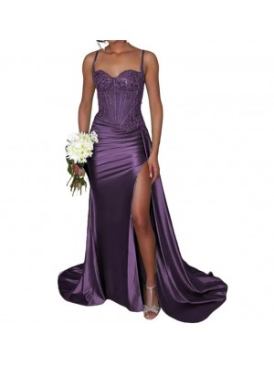 Vestito Donna Maxi Diciottesimo Festa Occasione Speciale Party Dress Viola Blu110551